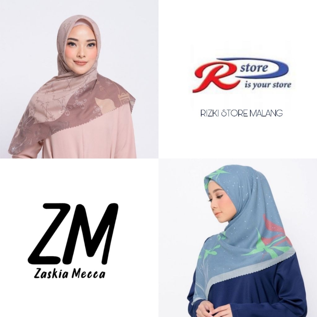[Buy 1 Get 1] ZM Zaskia Mecca Yogya Scarf Kerudung Segi Empat Ultra Sonic Anggrek Hitam HIJAB MOTIF 