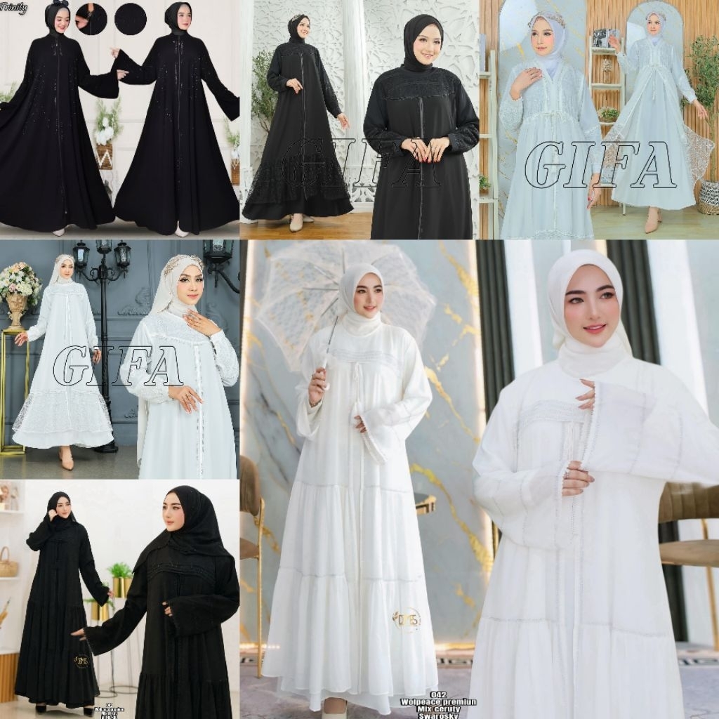 berbagai motif Abaya HITAM DAN PUTIH MERK GIFA,FIKRI,TIRNITY,DLL abaya murah meriah banjarmasin,taba