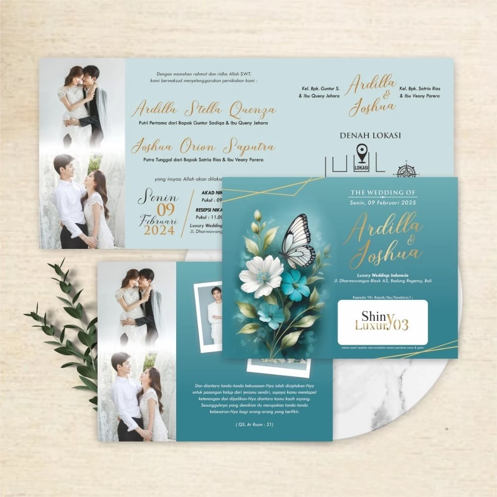 Undangan Pernikahan Custom Mewah - Undangan Nikah Shiny Glossy Aesthetic - Luxuriousss