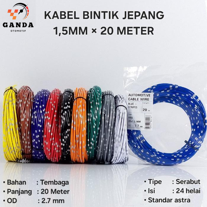 KABEL BINTIK JEPANG ASTRA SERABUT TEMBAGA MURNI 1.5 MM × 20 METER