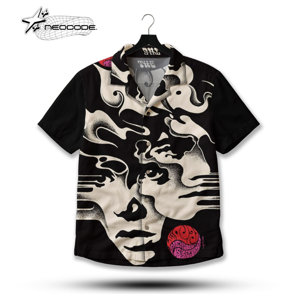 NEOCODE Kemeja Pendek Motif Graphic Art Psychedelic – Shirt Aesthetic Vintage Streetwear Unisex | ND