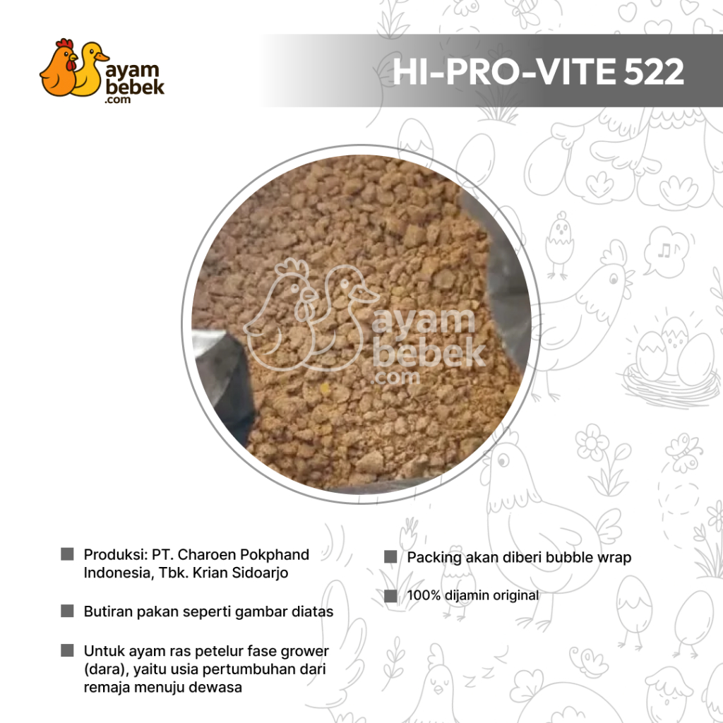 HIPROVITE 522 Pakan Jadi Ayam Ras Petelur Dara / Grower 20KG 50KG AyamBebek Pakan dan Ternak