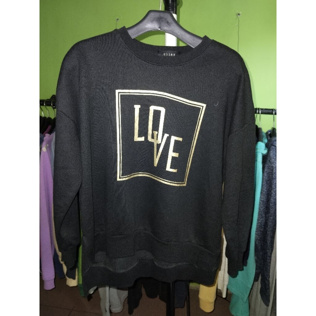 crewneck hitam cewek wanita