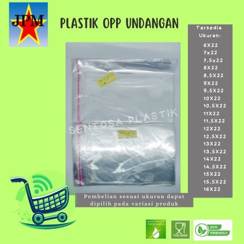 Plastik OPP Undangan Panjang 22 cm / PLASTIK OPP / OPP Undangan / OPP Bening
