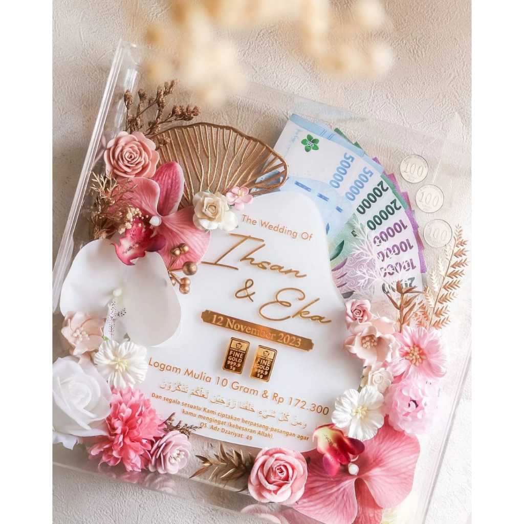 Box Serbaguna Top Sliding Ukuran 40 x 50 cm Bahan akrilik Mahar Pernikahan