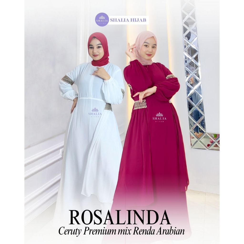 Shalia Hijab - Rosalinda Gamis Ceruty Babydoll Dress Layer Renda Arabian Flowy Full Furing Kekinian