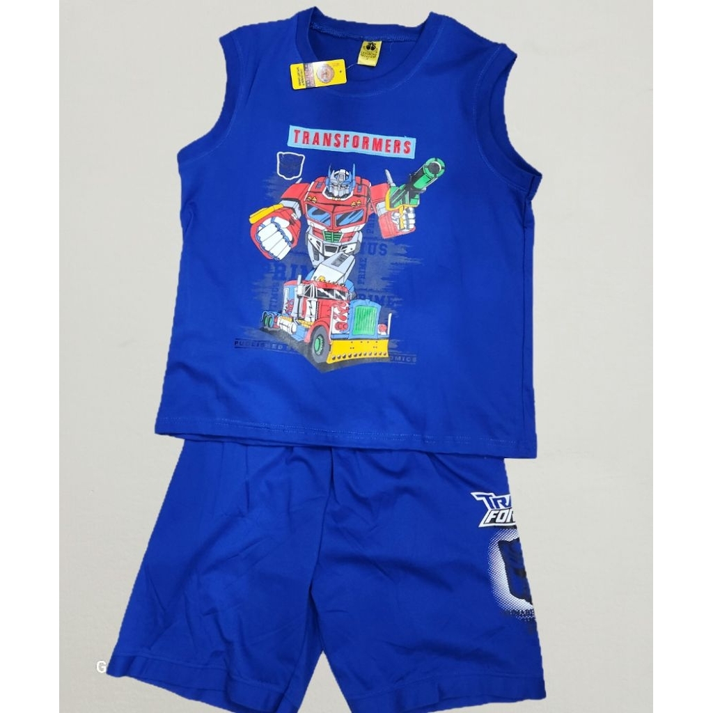 Setelan Lengkong singlet Jumbo  anak anak motif Transformer