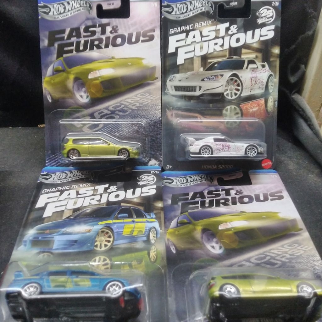 Hotwheels Paketan Silver Series Fast Furious Civic EG Honda S2000 Lancer Evo