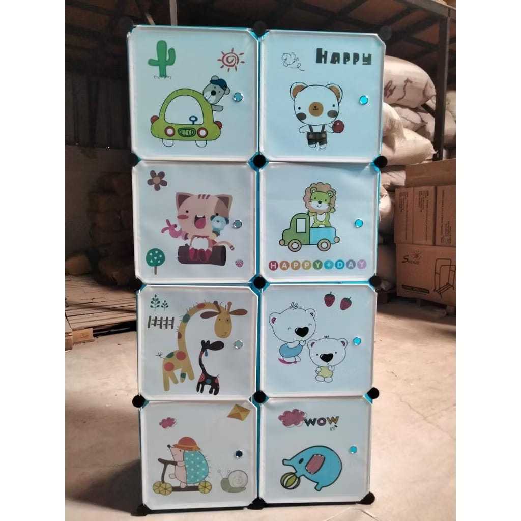 Lemari pakaian plastik/lemari 4 susun/lemari 8pintu/lemari pakaian karakter