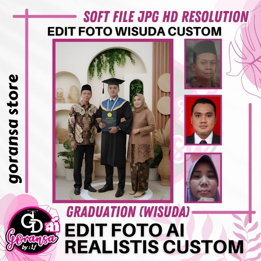 Jasa Edit Foto Wisuda Murah | Edit Baju Toga & Topi | Gabung Foto Jadi Foto Keluarga