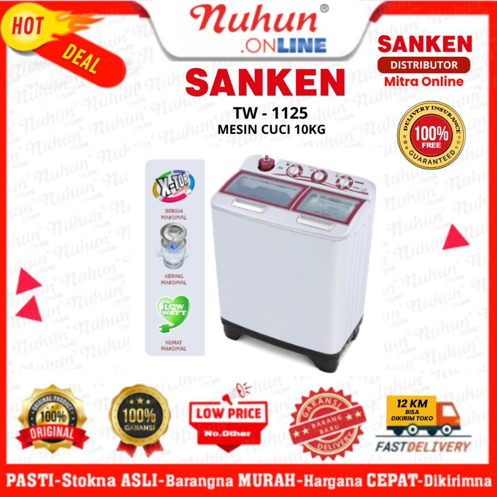 Sanken Mesin Cuci 2 Tabung TW-1125 10kg