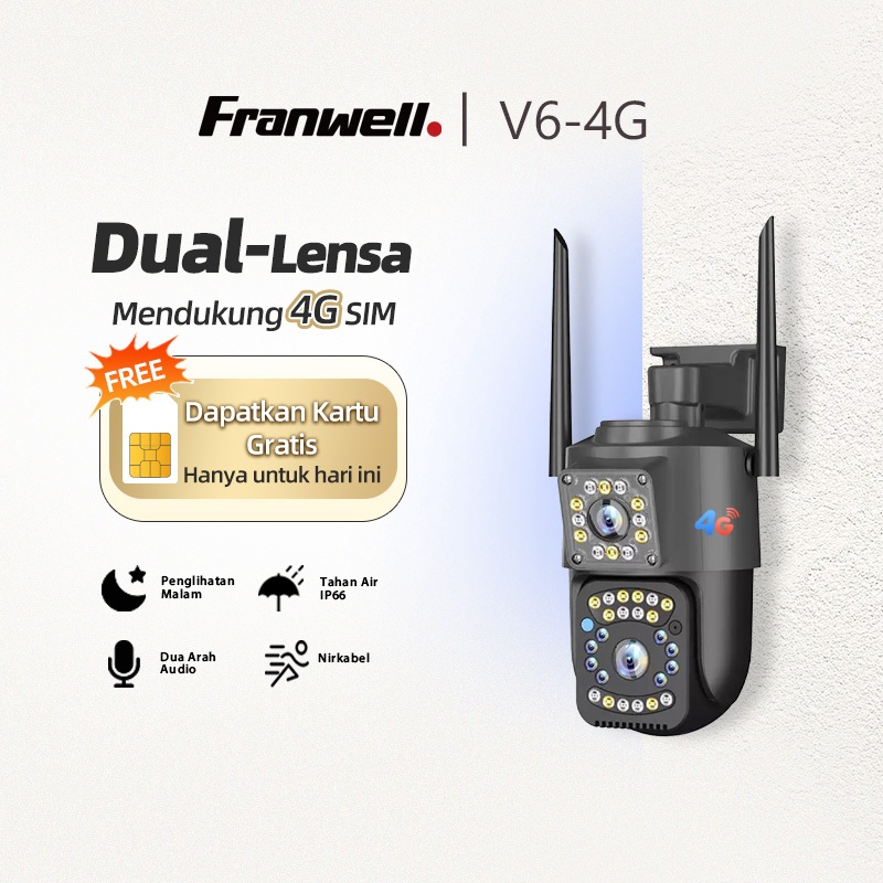 Veryniceuu CCTV 4G Dual Lens Outdoor Tanpa WiFi Tetap Online Gratis SIM Pantau Rumah Audio 2 Arah