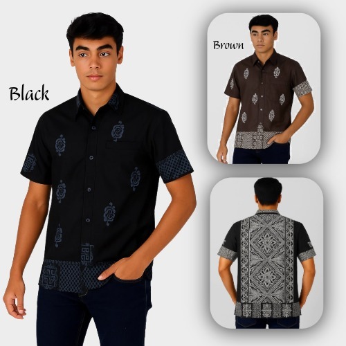 Batik Pria / Kemeja Batik Lengan Pendek Ukuran XL Motif Batik Modern / Kemeja Batik Kantor Simple