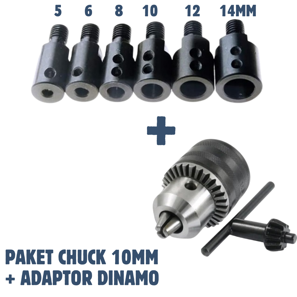 Paket konektor sambungan adaptor dinamo as Dinamo 775 ke gerinda chuck bor 10mm