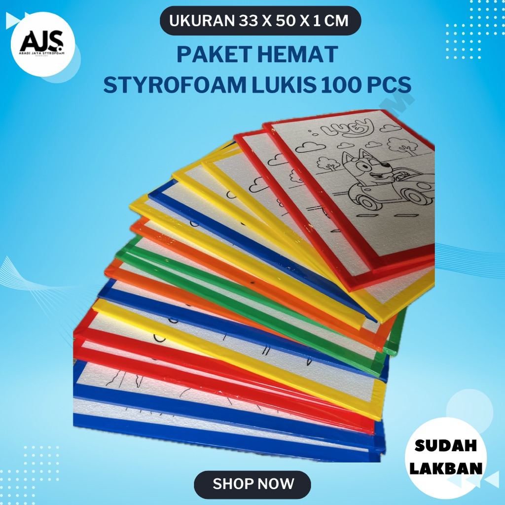 Paket 100 Pcs Styrofoam Lukis Ukuran 33x50 cm
