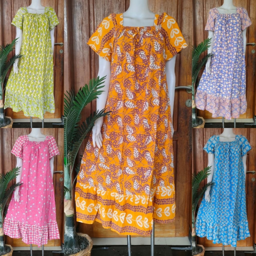 Daster Pendek Terbaru Rosmalia Batik Qonita Lengan Pendek Busui Ld 110