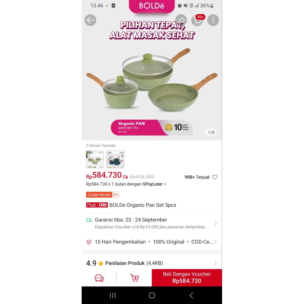 bolde organic pan set green