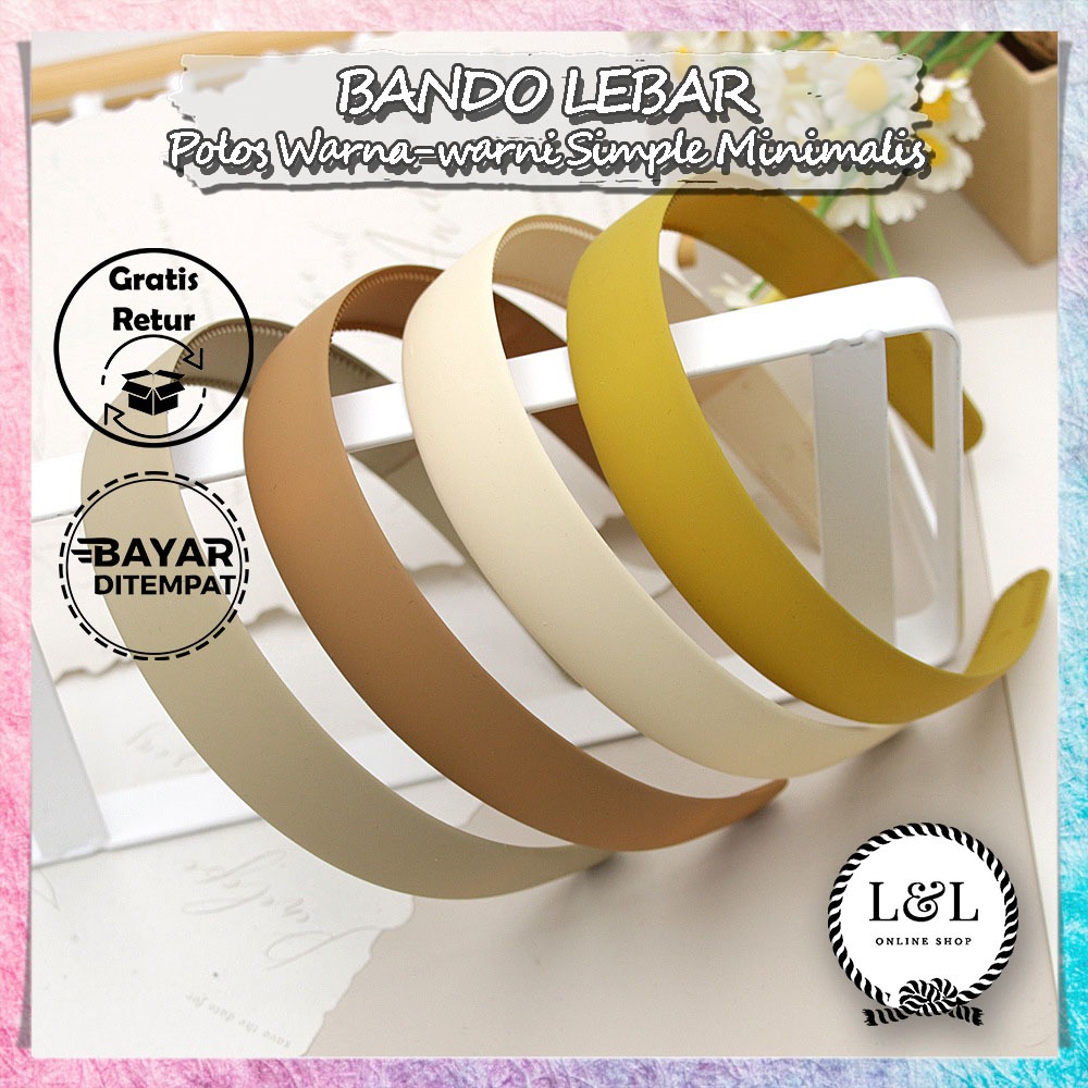 Bando Polos Lebar Simple Bando Rambut Warna Solid Minimalis Bando Fashion Aksesoris Wanita Kekinian 