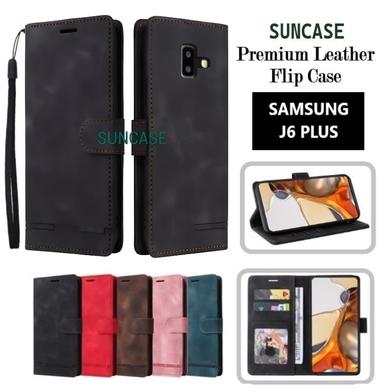 Case samsung j6 plus casing hp wallet leather flip cover