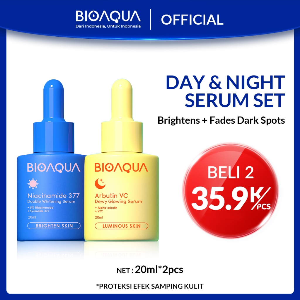 BIOAQUA Day Serum & Night Serum Arbutin Vc Dewy Glowing Serum Wajah / Symwhite 377 Serum Whitening 2