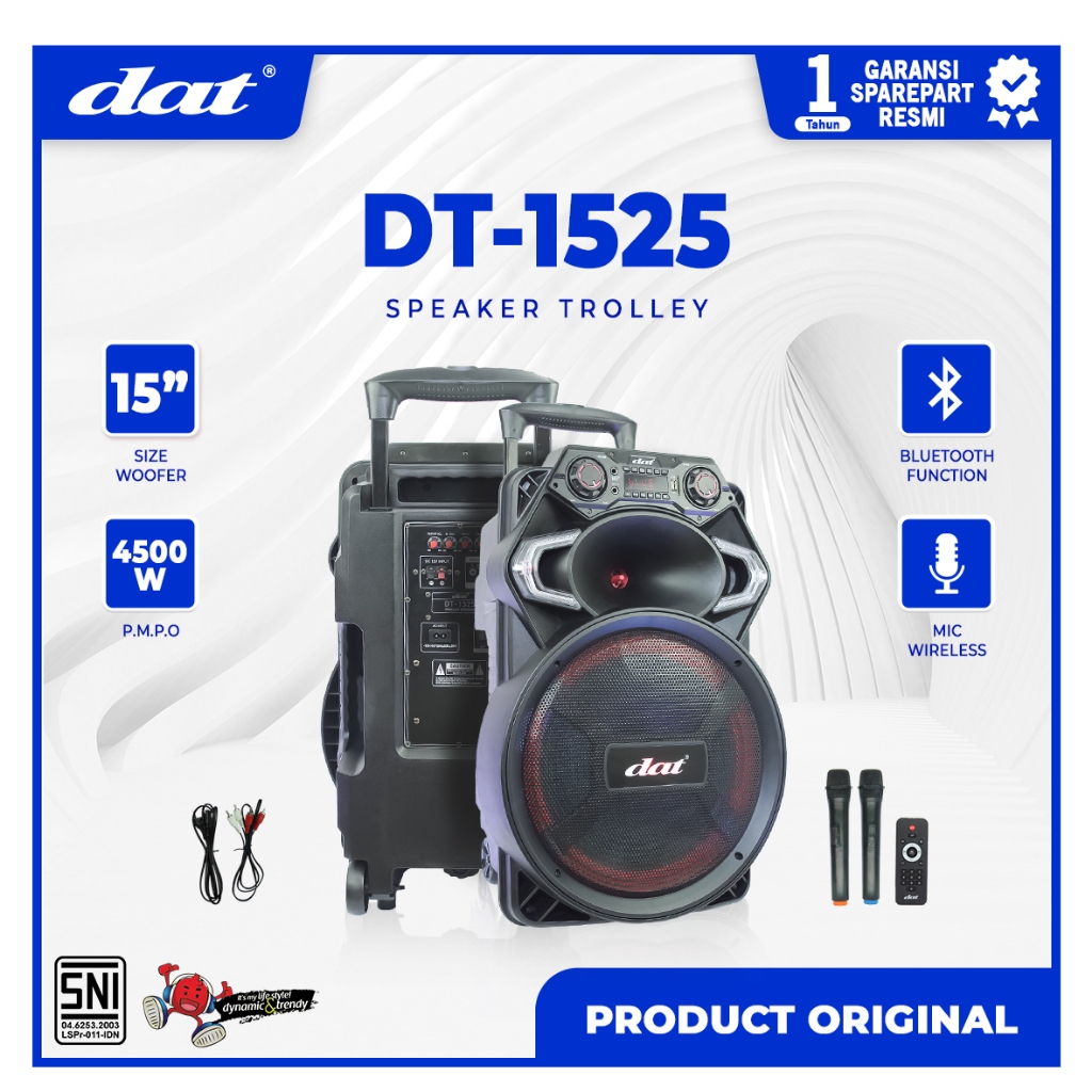 DAT Speaker DT 1525 Trolley 15 Inch Bluetooth Mic