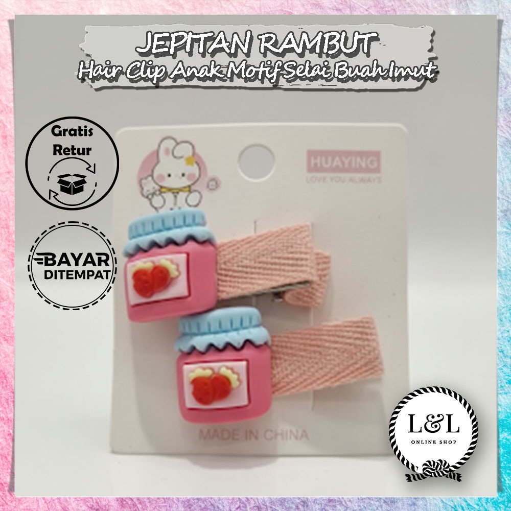 Jepit Rambut Karakter Selai Strawberry Jepitan Rambut Cantik 1Set Isi 2 Jepitan Aksesoris Rambut Str