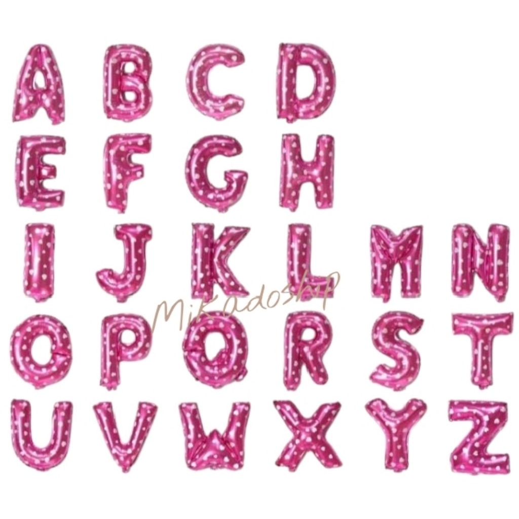 balon huruf warna pink