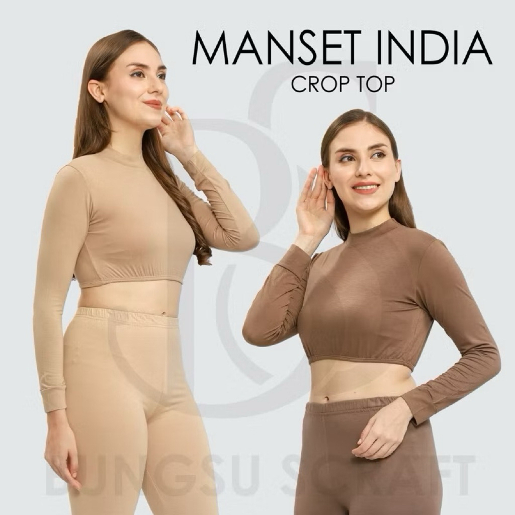 MANSET INDIA BAHAN RAYON SUPER / MANSET INDIA LENGAN PANJANG / KAOS INDIA / DALAMAN CROP TOP