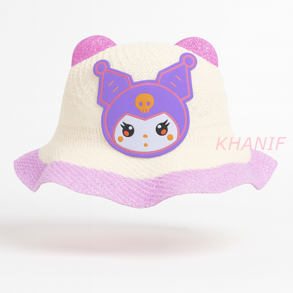 Topi Pantai Anak Perempuan Kekinian Motif Kuromi Bahan Jerami Untuk 3 - 9 Tahun