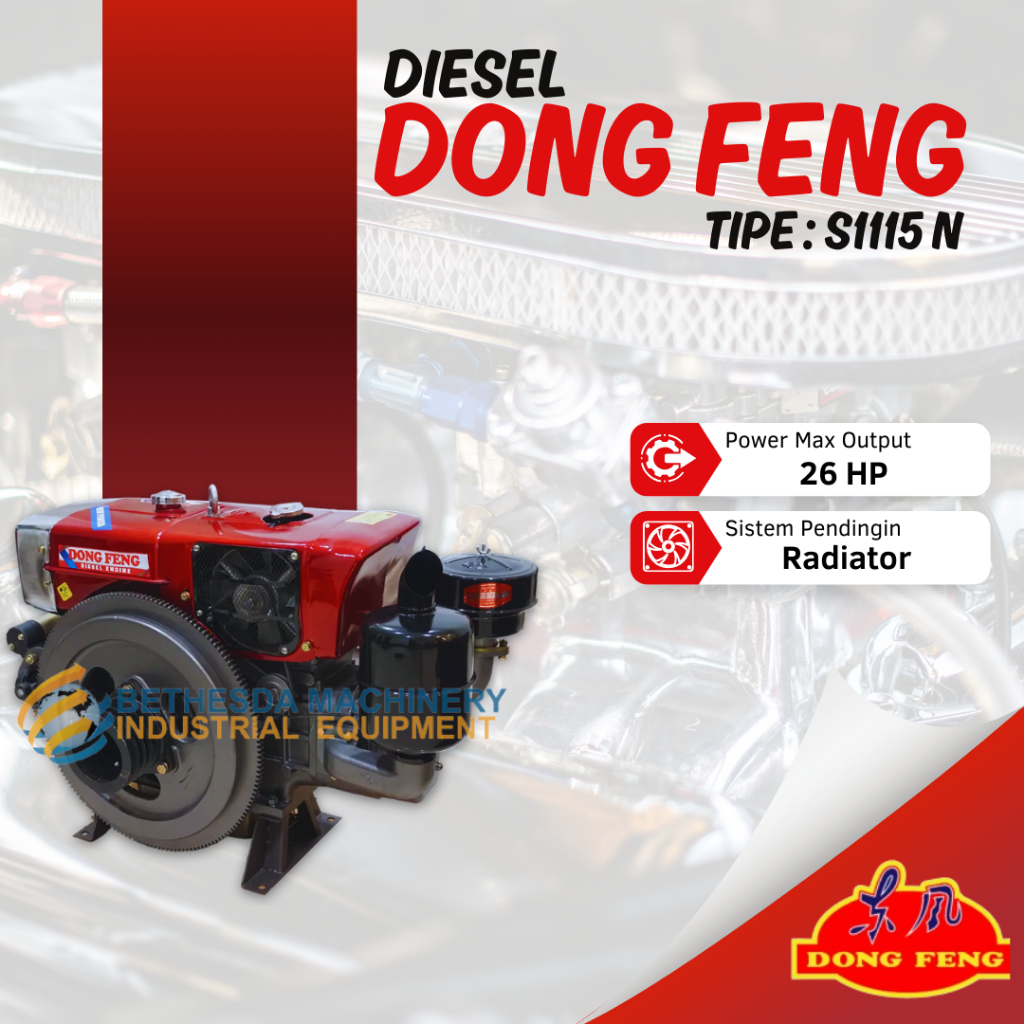 Diesel Dongfeng Kapasitas 26Hp Radiator tipe Dong Feng S1115 N