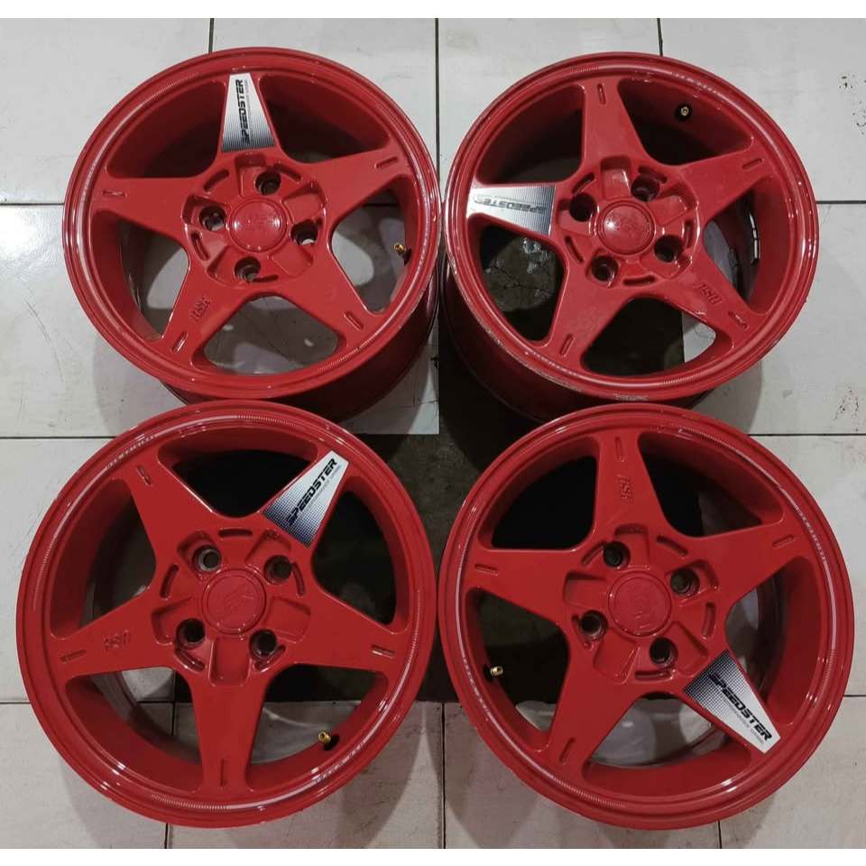Velg Mobil Bekas HSR Speedster Ring 14 Lobang 4x100 Merah Menyalaaa