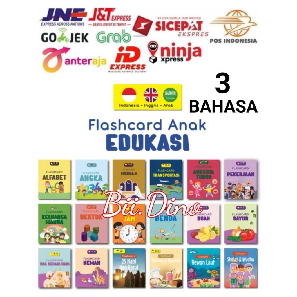 Flash Card Mainan Edukasi Anak 1-5 Tahun Bayi Balita PAUD TK SD Murah Tahan Air Kartu Pintar Tebal 3