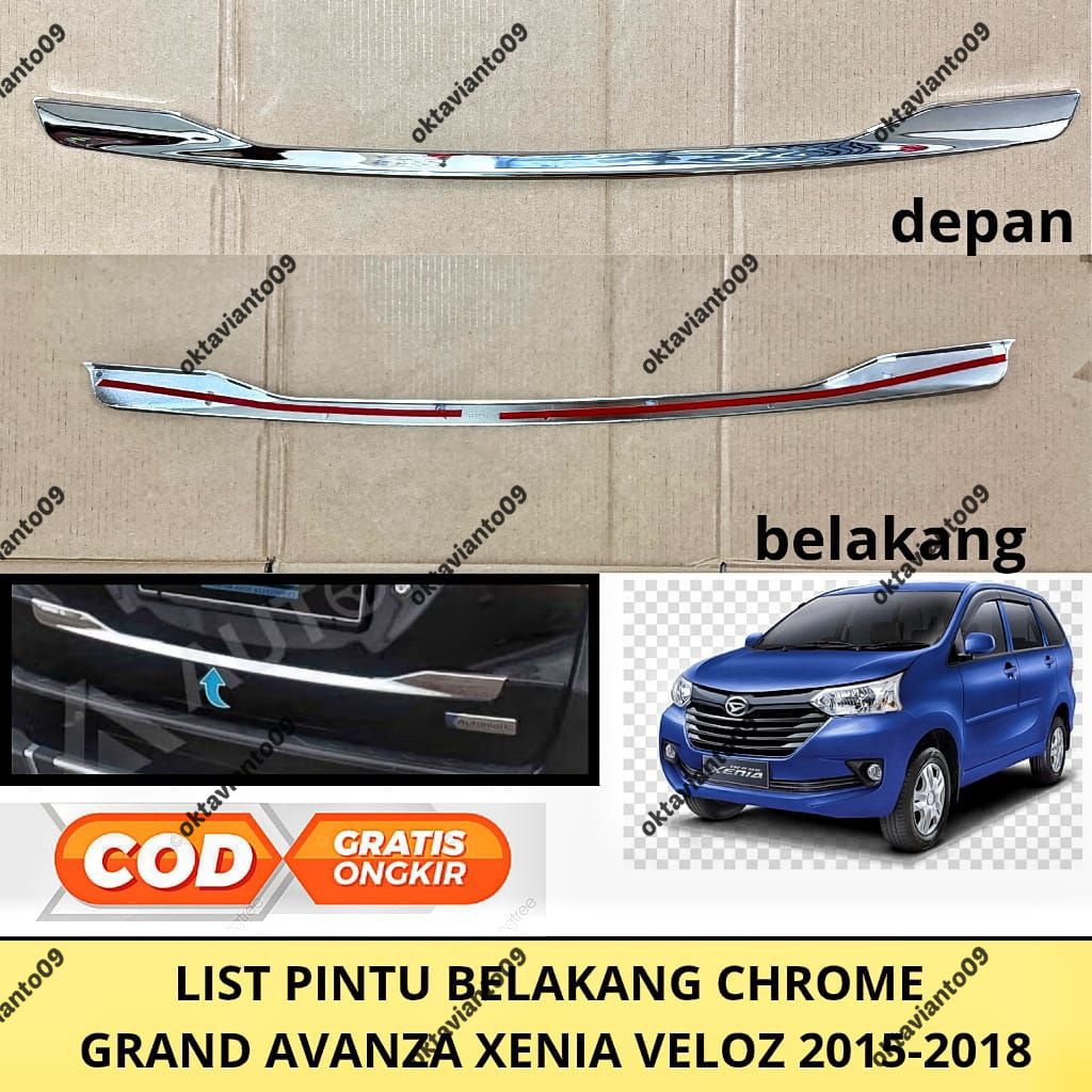 list pintu belakan Grand  Avanza Xenia Veloz  2015 2016 2017 Chrome