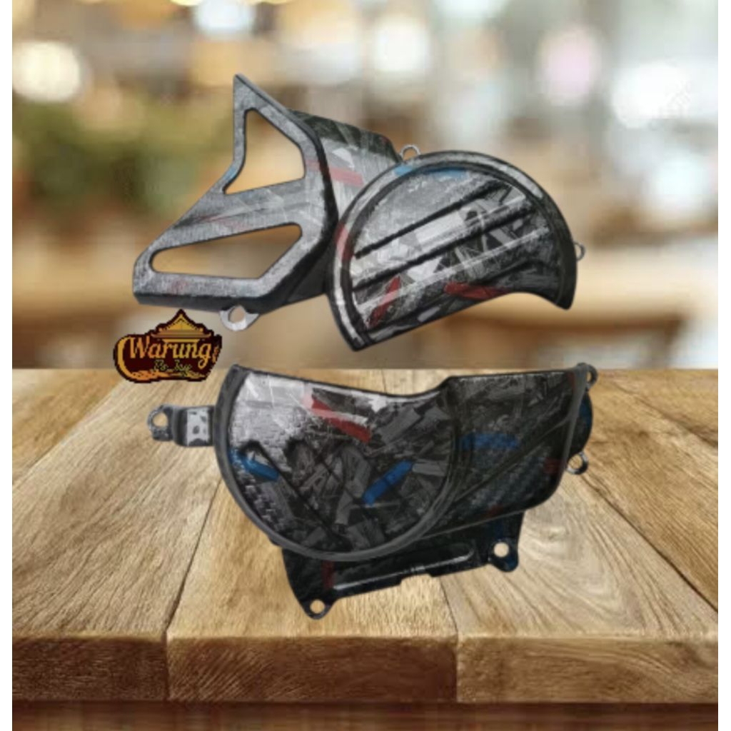 Tutup pelindung blok mesin crf150 Carbon Celup WTP Motip Bluered cover mesin samping crf 1501
