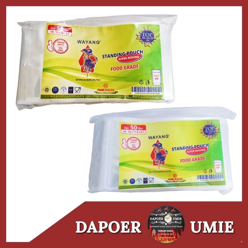 STANDING POUCH PP merk WAYANG food grade isi 50 lembar | SUPER BENING