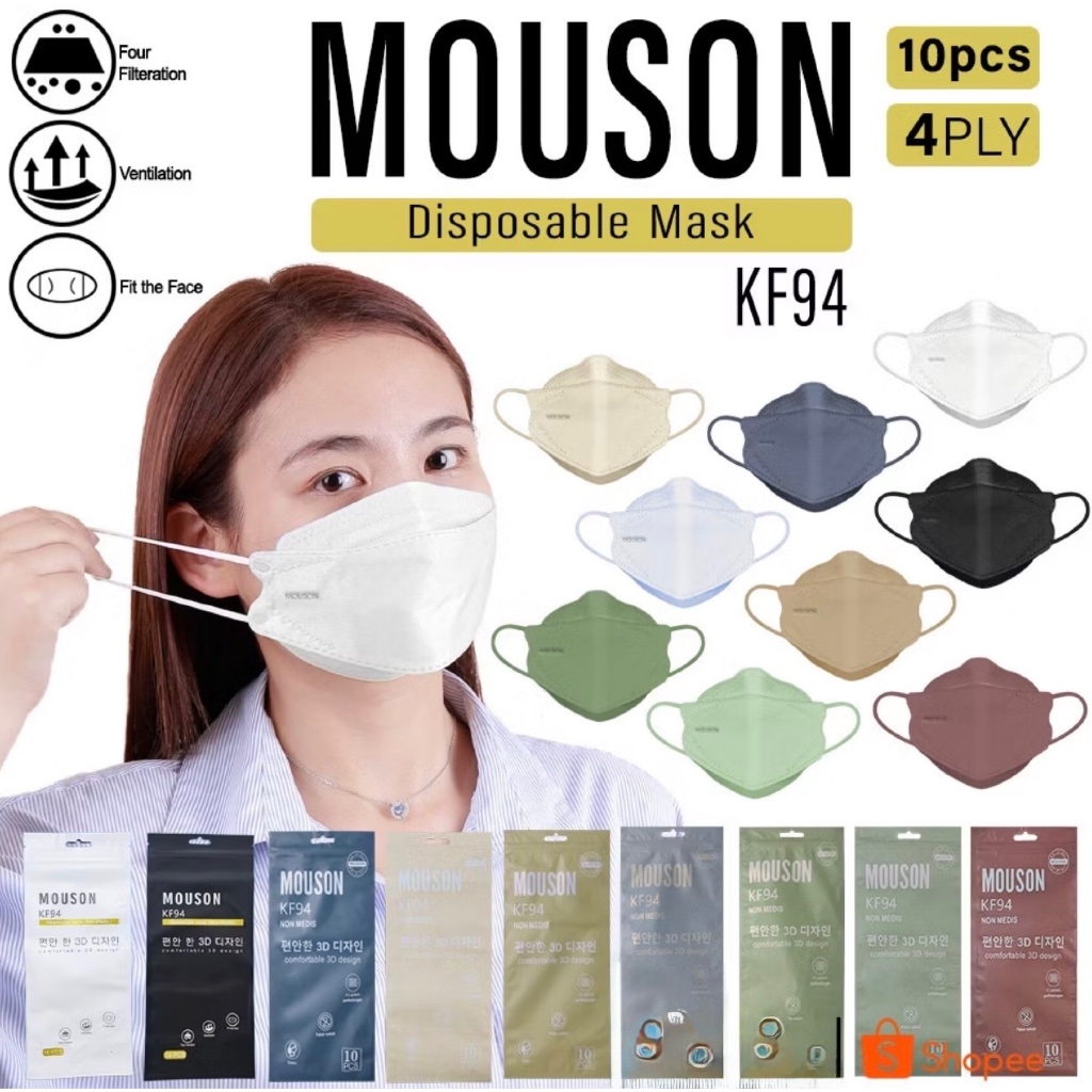 Murah BUNDLE MASKER KF94 MOUSON PREMIUM KF94 (ISI 50 PCS / 100 PCS + POUCH)