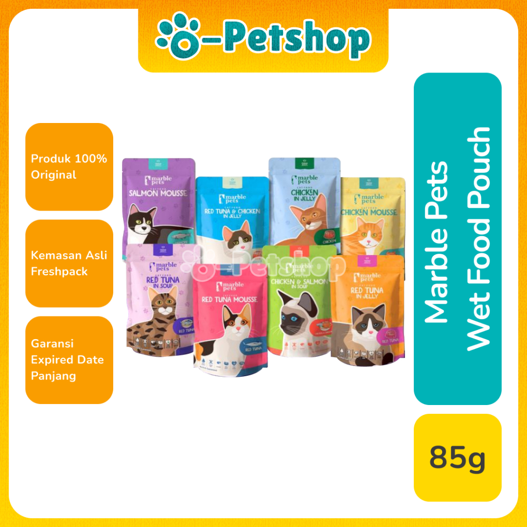 Marble Pets Pouch Wet Food untuk Kucing Dewasa & Kitten 85 gram