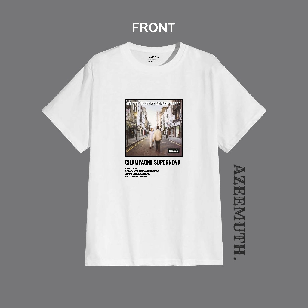 Kaos Oasis Champagne Supernova Album | Kaos Oasis Unisex | Kaos Distro Putih 24s Original Murah