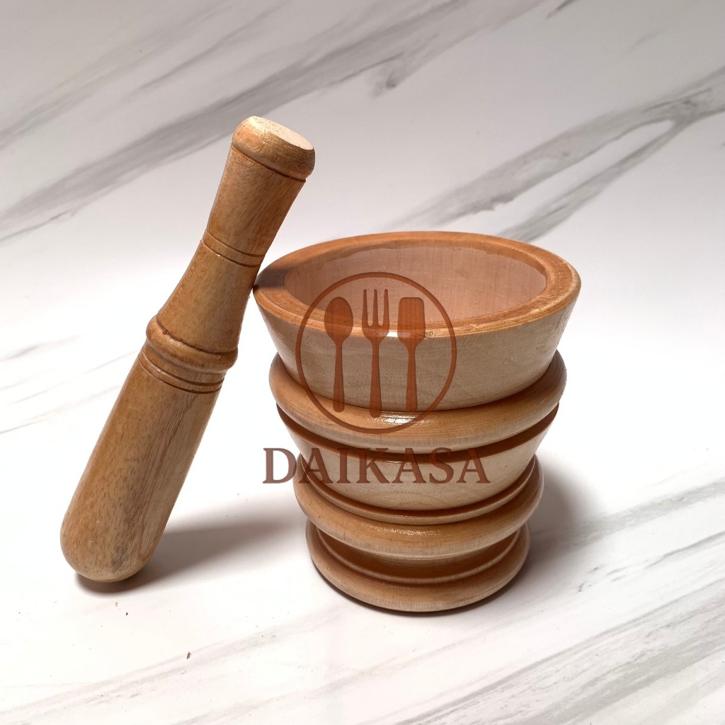 Lumpang Kayu Mahoni SET Alu + Lumpang