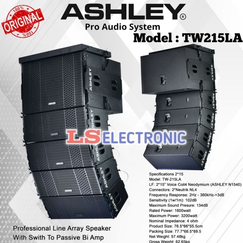 Flying Subwoofer Lowpack ASHLEY TW 215LA / TW215LA / TW 215 LA Original 2 x 15 Inch 1600 Watt