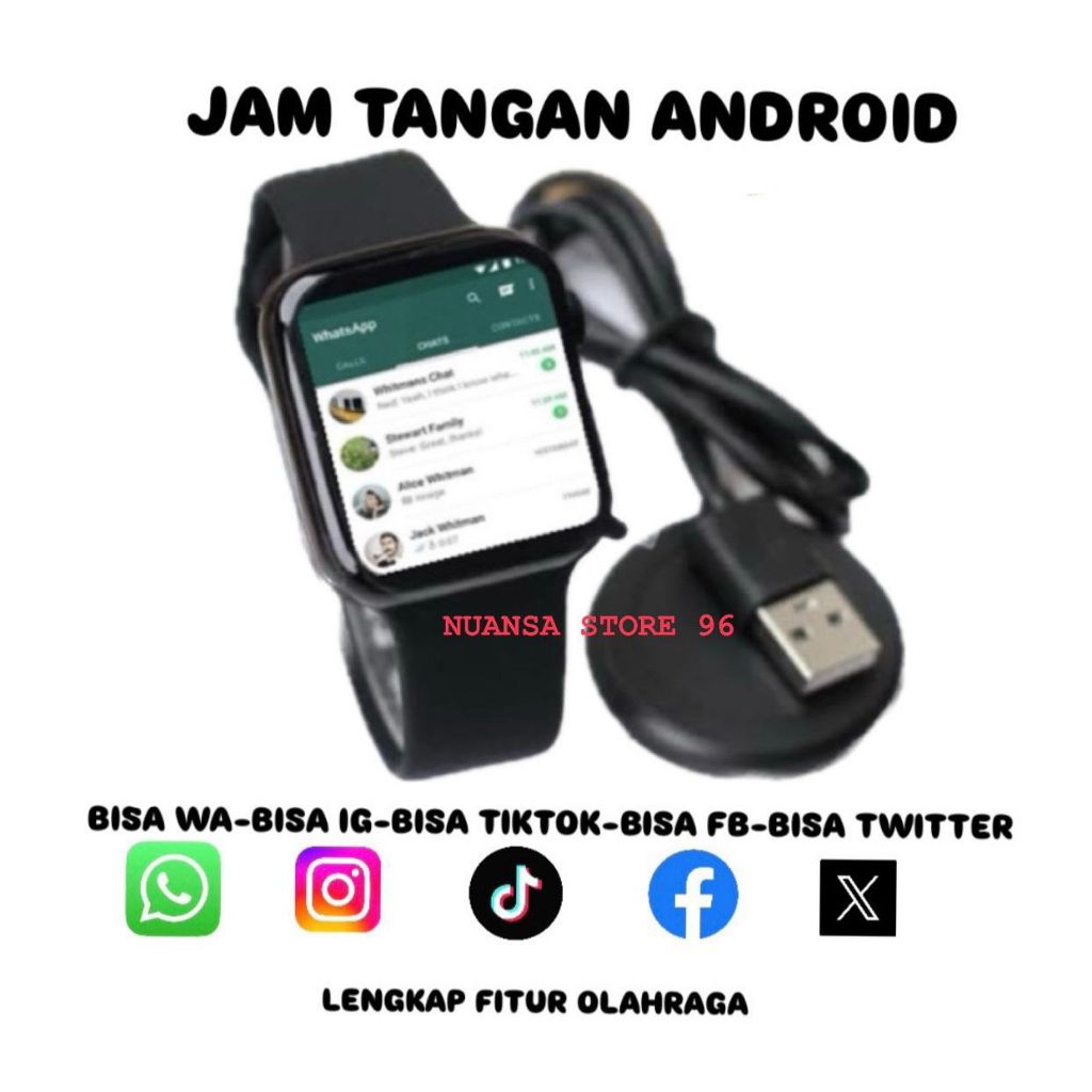 COD Smartwatch Canggih Bisa WA Anti Air Layar Sentuh / Jam Tangan Android Pria Wanita Mewah Bisa Sem