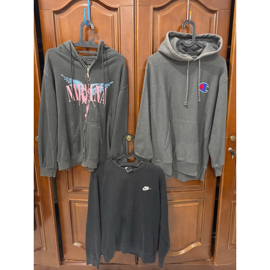 bundling hoodie nirvana merch and hoodie champion second NIKE sweater