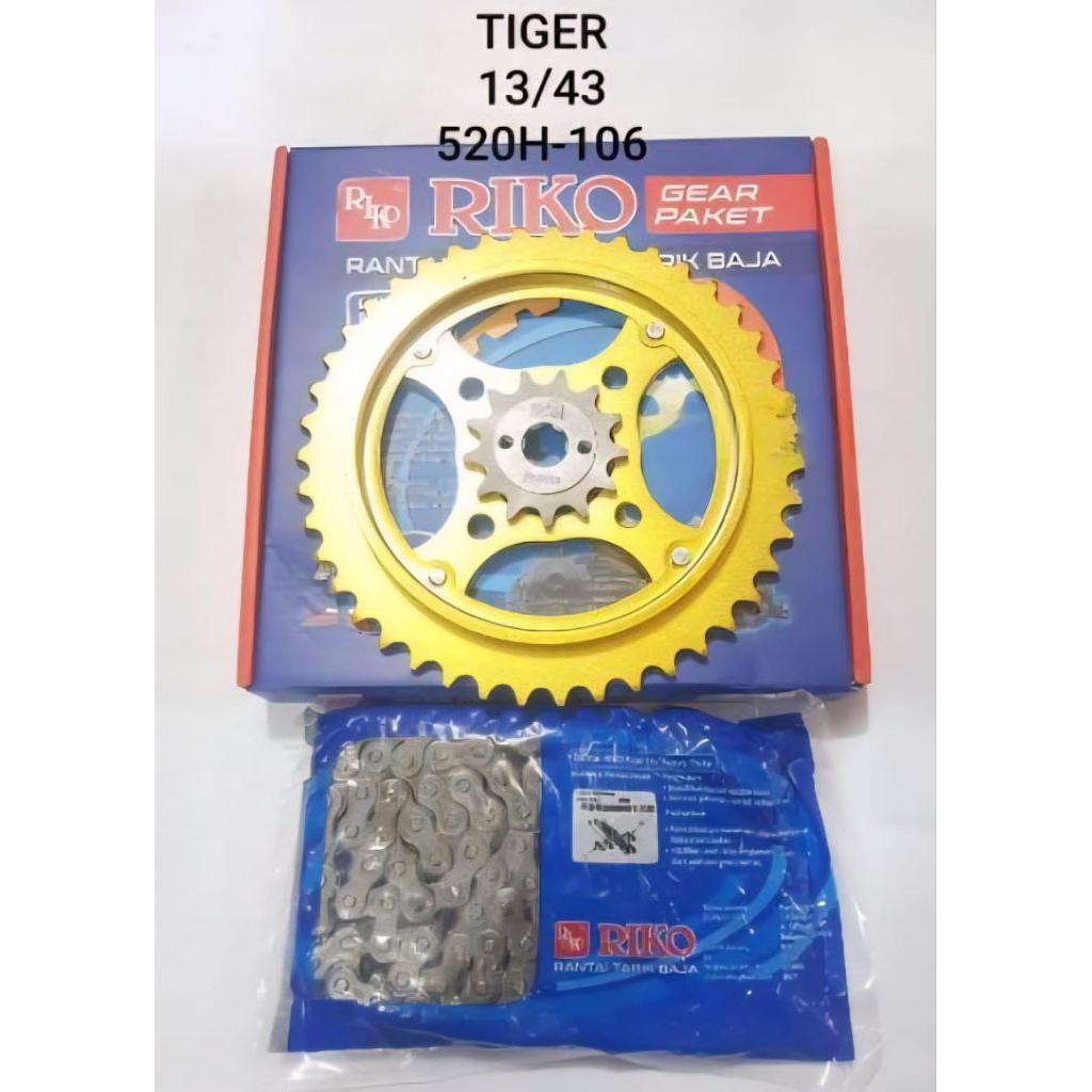 GEAR GIGI TARIK PAKET KOMPLIT TIGER GOLD RIKO