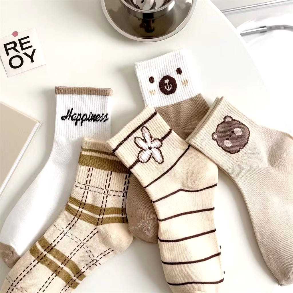 FANSTORE_PKU - Kaos Kaki / Panjang / Coklat Bear / Brown / Catur / Kotak / Fashion / Murah / Polos /