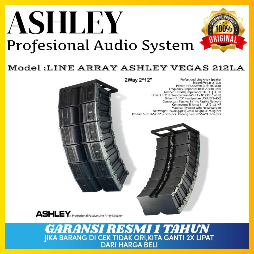 Speaker Line Array Ashley Vegas 212la Original Speaker Line Array Ashley 2X12inch