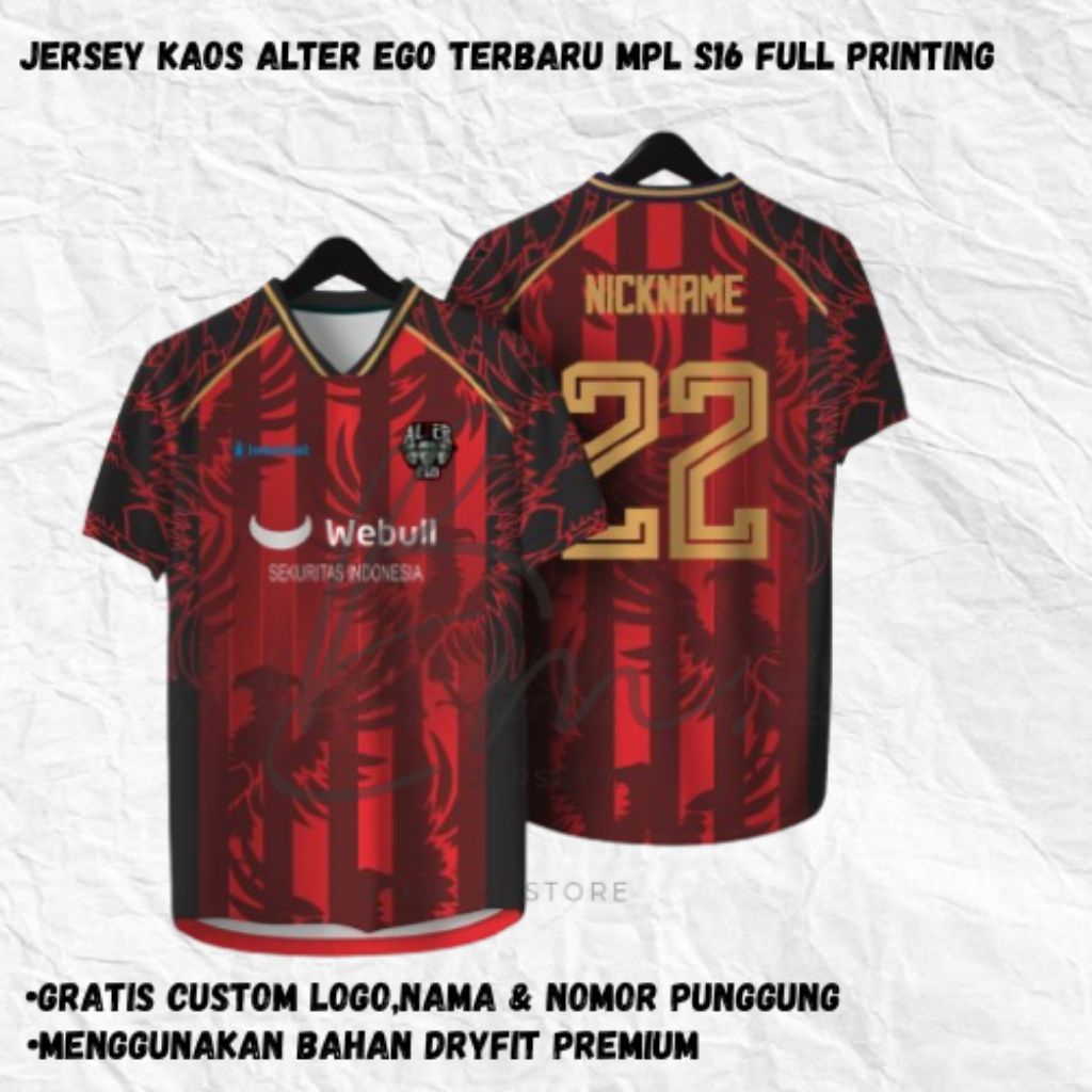 JERSEY GAMING ALTER EGO HOME AWAY TERBARU MPL S16 FULL PRINTING