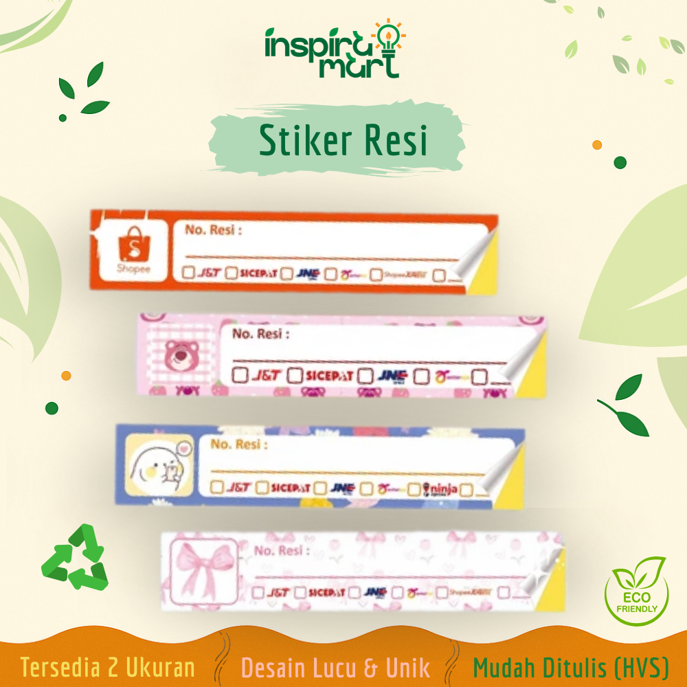 inspira mart Stiker Resi Pengiriman Shopee JNE J&T Sicepat Tiki – HVS 2 Ukuran Lucu & Unik