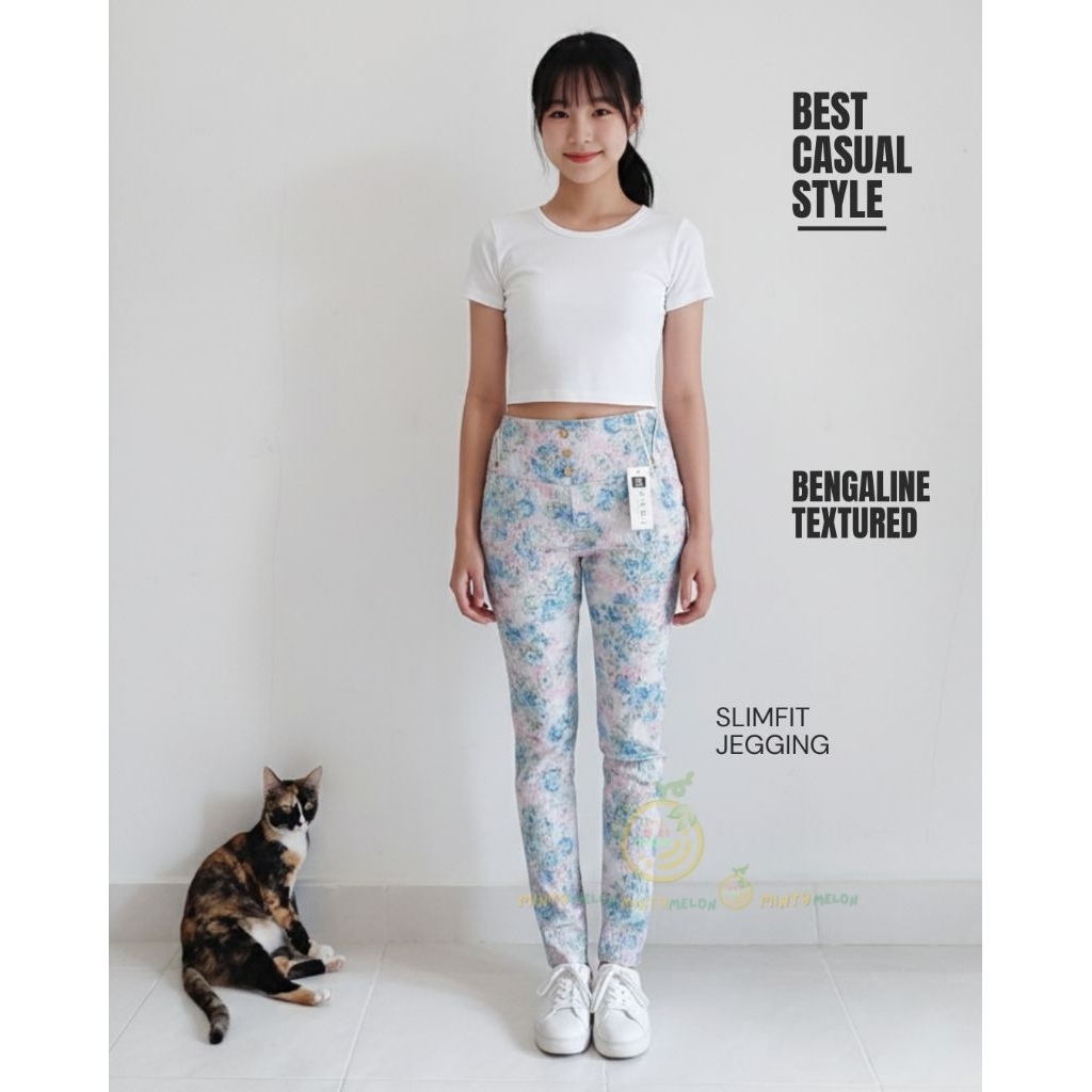 Celana Jegging Slimfit Wanita – Bengaline Textured Stretch Pants Highwaist