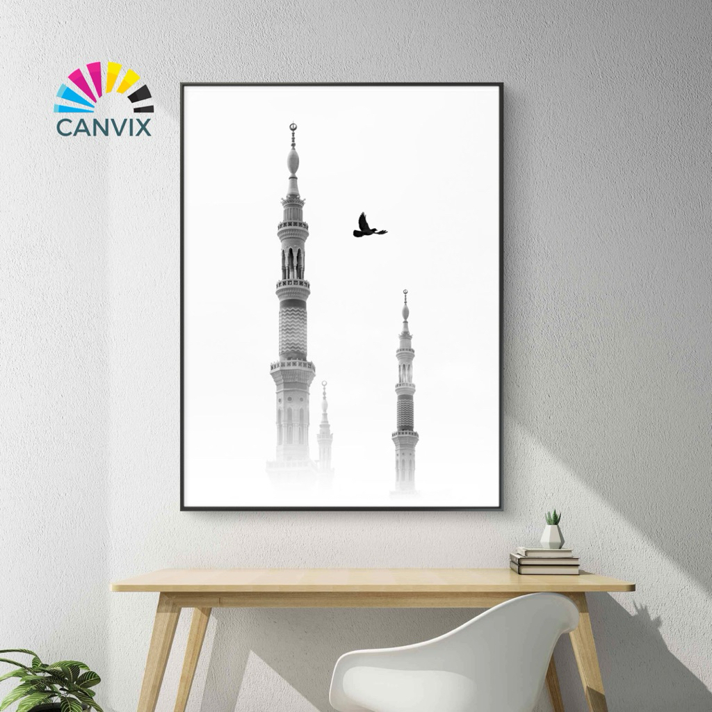 Kanvas printing menara masjid nabawi gratis bingkai
