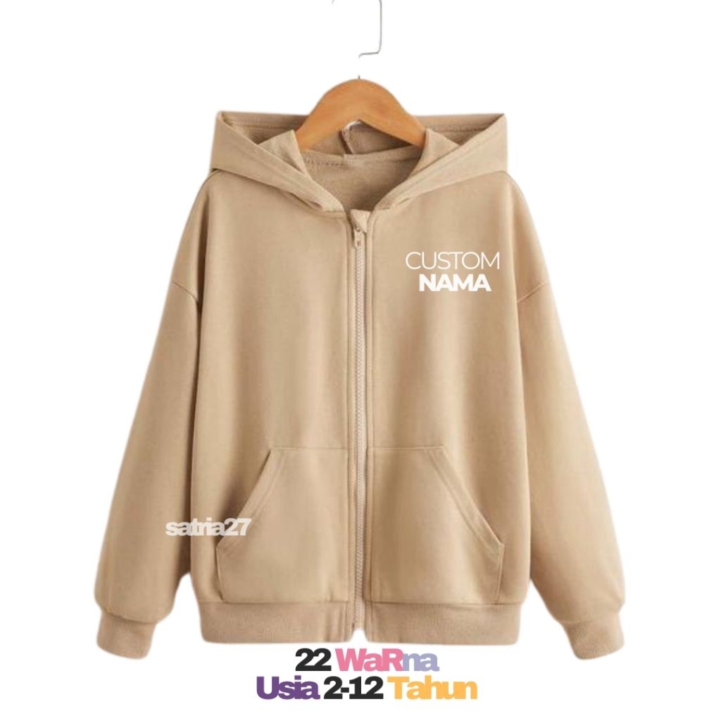 Hoodie Zipper Anak Custom Sablon DTF